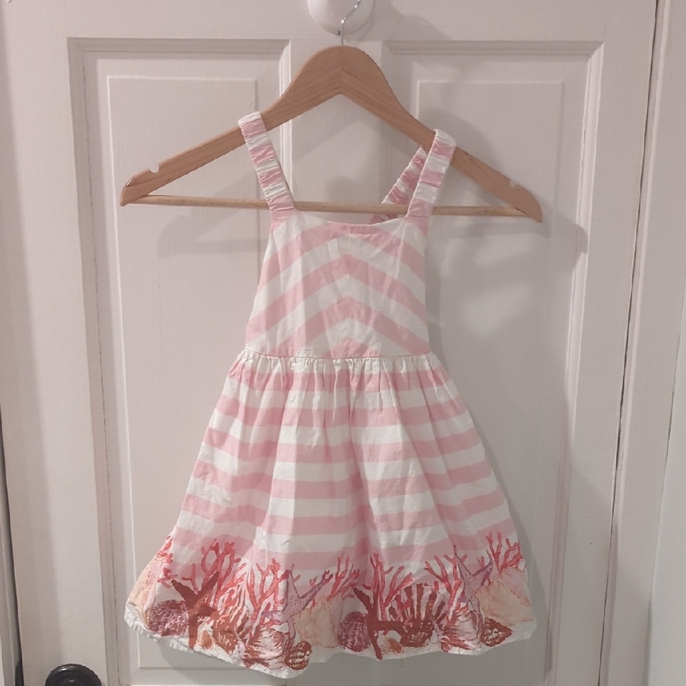Pink and White Striped Kids Beach Dress